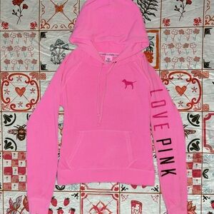 PINK Victoria's Secret Bright Pink Hoodie with Logo